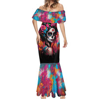 Mexico Day Of The Dead Mermaid Dress Rose Catrina Goddess Sugar Skull - Wonder Print Shop