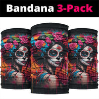 Mexico Day Of The Dead Neck Gaiter Rose Catrina Goddess Sugar Skull - Wonder Print Shop