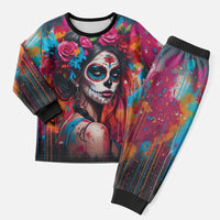 Mexico Day Of The Dead Christmas Pajama Set Rose Catrina Goddess Sugar Skull - Wonder Print Shop