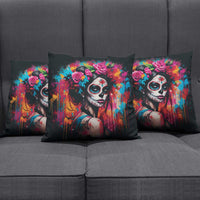 Mexico Day Of The Dead Pillow Cover Rose Catrina Goddess Sugar Skull - Wonder Print Shop