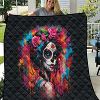 Mexico Day Of The Dead Quilt Rose Catrina Goddess Sugar Skull - Wonder Print Shop