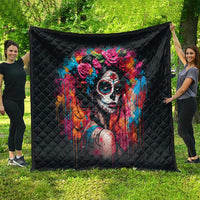 Mexico Day Of The Dead Quilt Rose Catrina Goddess Sugar Skull - Wonder Print Shop