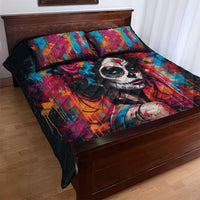 Mexico Day Of The Dead Quilt Bed Set Rose Catrina Goddess Sugar Skull - Wonder Print Shop