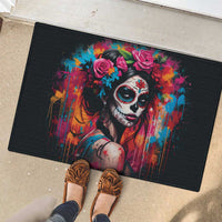 Mexico Day Of The Dead Rubber Doormat Rose Catrina Goddess Sugar Skull - Wonder Print Shop