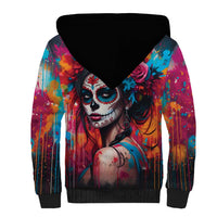 Mexico Day Of The Dead Sherpa Hoodie Rose Catrina Goddess Sugar Skull - Wonder Print Shop