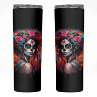 Mexico Day Of The Dead Skinny Tumbler Rose Catrina Goddess Sugar Skull - Wonder Print Shop