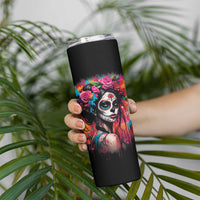 Mexico Day Of The Dead Skinny Tumbler Rose Catrina Goddess Sugar Skull - Wonder Print Shop