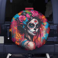 Mexico Day Of The Dead Spare Tire Cover Rose Catrina Goddess Sugar Skull - Wonder Print Shop