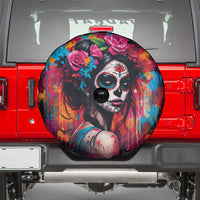 Mexico Day Of The Dead Spare Tire Cover Rose Catrina Goddess Sugar Skull - Wonder Print Shop