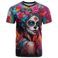 Mexico Day Of The Dead T Shirt Rose Catrina Goddess Sugar Skull - Wonder Print Shop
