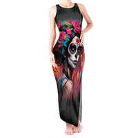 Mexico Day Of The Dead Tank Maxi Dress Rose Catrina Goddess Sugar Skull - Wonder Print Shop
