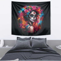Mexico Day Of The Dead Tapestry Rose Catrina Goddess Sugar Skull - Wonder Print Shop
