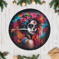 Mexico Day Of The Dead Tree Skirt Rose Catrina Goddess Sugar Skull - Wonder Print Shop