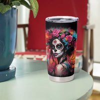 Mexico Day Of The Dead Tumbler Cup Rose Catrina Goddess Sugar Skull - Wonder Print Shop
