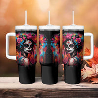 Mexico Day Of The Dead Tumbler With Handle Rose Catrina Goddess Sugar Skull - Wonder Print Shop