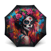 Mexico Day Of The Dead Umbrella Rose Catrina Goddess Sugar Skull - Wonder Print Shop
