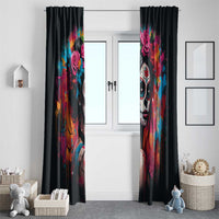 Mexico Day Of The Dead Window Curtain Rose Catrina Goddess Sugar Skull - Wonder Print Shop