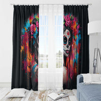Mexico Day Of The Dead Window Curtain Rose Catrina Goddess Sugar Skull - Wonder Print Shop