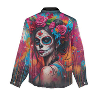 Mexico Day Of The Dead Women Casual Shirt Rose Catrina Goddess Sugar Skull - Wonder Print Shop