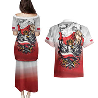 Poland Independence Day Couples Matching Puletasi and Hawaiian Shirt Polska White Eagle and Flag Style - Wonder Print Shop