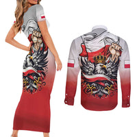 Poland Independence Day Couples Matching Short Sleeve Bodycon Dress and Long Sleeve Button Shirt Polska White Eagle and Flag Style - Wonder Print Shop