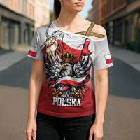 Poland Independence Day Cross Shoulder Shirt Polska White Eagle and Flag Style - Wonder Print Shop