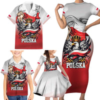 Poland Independence Day Family Matching Short Sleeve Bodycon Dress and Hawaiian Shirt Polska White Eagle and Flag Style - Wonder Print Shop