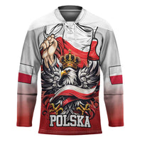 Poland Independence Day Hockey Jersey Polska White Eagle and Flag Style - Wonder Print Shop
