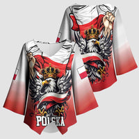 Poland Independence Day Kimono Sleeve Blouse Polska White Eagle and Flag Style - Wonder Print Shop