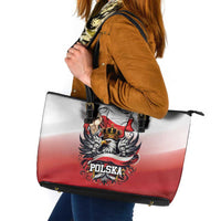 Poland Independence Day Leather Tote Bag Polska White Eagle and Flag Style - Wonder Print Shop
