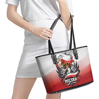 Poland Independence Day Leather Tote Bag Polska White Eagle and Flag Style - Wonder Print Shop