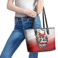Poland Independence Day Leather Tote Bag Polska White Eagle and Flag Style - Wonder Print Shop