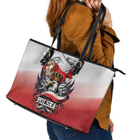 Poland Independence Day Leather Tote Bag Polska White Eagle and Flag Style - Wonder Print Shop