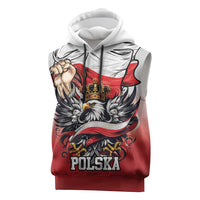 Poland Independence Day Sleeveless Hoodie Polska White Eagle and Flag Style - Wonder Print Shop