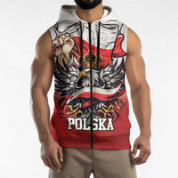 Poland Independence Day Sleeveless Zip Hoodie Polska White Eagle and Flag Style - Wonder Print Shop