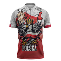 Poland Independence Day Zipper Polo Shirt Polska White Eagle and Flag Style - Wonder Print Shop