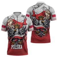 Poland Independence Day Zipper Polo Shirt Polska White Eagle and Flag Style - Wonder Print Shop