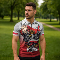 Poland Independence Day Zipper Polo Shirt Polska White Eagle and Flag Style - Wonder Print Shop
