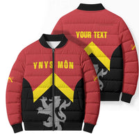 Personalised Anglesey Wales Bomber Puffer Jacket Ynys Mon Welsh Lion Flag Design - Wonder Print Shop