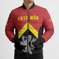 Personalised Anglesey Wales Bomber Puffer Jacket Ynys Mon Welsh Lion Flag Design - Wonder Print Shop