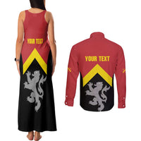 Personalised Anglesey Wales Couples Matching Tank Maxi Dress and Long Sleeve Button Shirt Ynys Mon Welsh Lion Flag Design - Wonder Print Shop