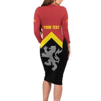 Personalised Anglesey Wales Family Matching Long Sleeve Bodycon Dress and Hawaiian Shirt Ynys Mon Welsh Lion Flag Design - Wonder Print Shop