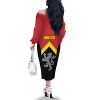 Personalised Anglesey Wales Family Matching Off The Shoulder Long Sleeve Dress and Hawaiian Shirt Ynys Mon Welsh Lion Flag Design - Wonder Print Shop