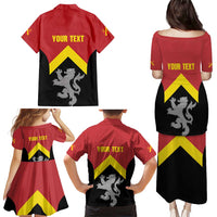 Personalised Anglesey Wales Family Matching Puletasi and Hawaiian Shirt Ynys Mon Welsh Lion Flag Design - Wonder Print Shop
