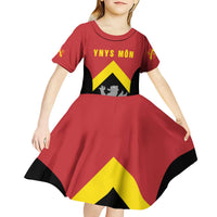 Personalised Anglesey Wales Kid Short Sleeve Dress Ynys Mon Welsh Lion Flag Design - Wonder Print Shop