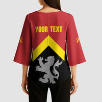 Personalised Anglesey Wales Kimono Sleeve Blouse Ynys Mon Welsh Lion Flag Design - Wonder Print Shop