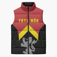 Personalised Anglesey Wales Sleeveless Puffer Jacket Ynys Mon Welsh Lion Flag Design - Wonder Print Shop