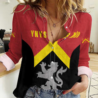 Personalised Anglesey Wales Women Casual Shirt Ynys Mon Welsh Lion Flag Design - Wonder Print Shop