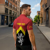 Personalised Anglesey Wales Zipper Polo Shirt Ynys Mon Welsh Lion Flag Design - Wonder Print Shop