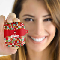 Canada Football AirPods Case Patchwork Icons and Maple Leaf Pattern - Wonder Print Shop